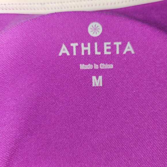 Athleta Womens M Pink Purple Striped T Back Tankini Top 2145 - Picture 5 of 7